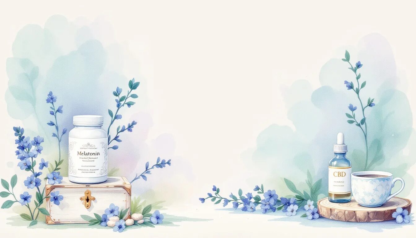 A collection of medications and supplements for sleep and pain relief.