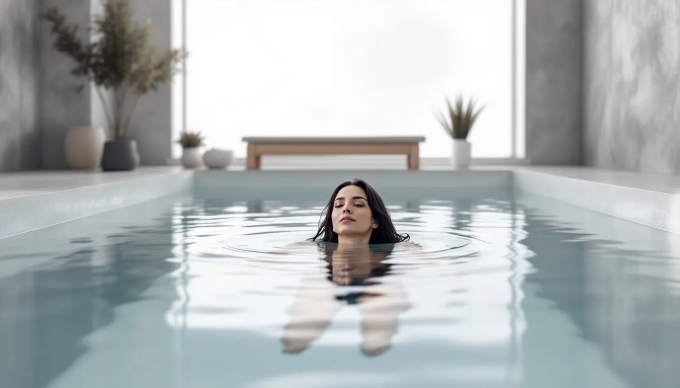 A person enjoying a cold plunge to improve sleep quality.