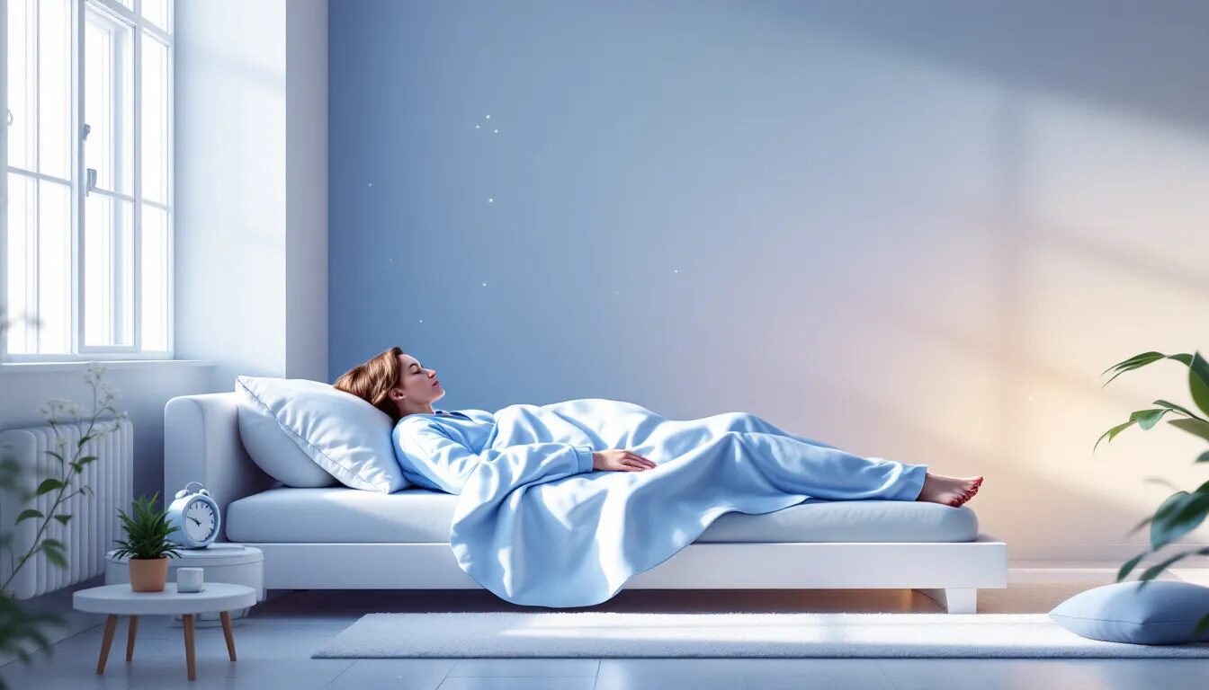 A serene scene depicting the benefits of sufficient sleep for mental health.