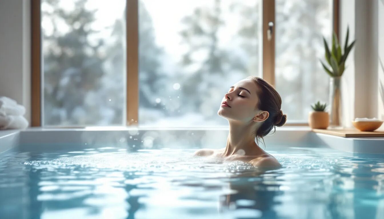 Cold water therapy session enhancing mood and reducing anxiety.