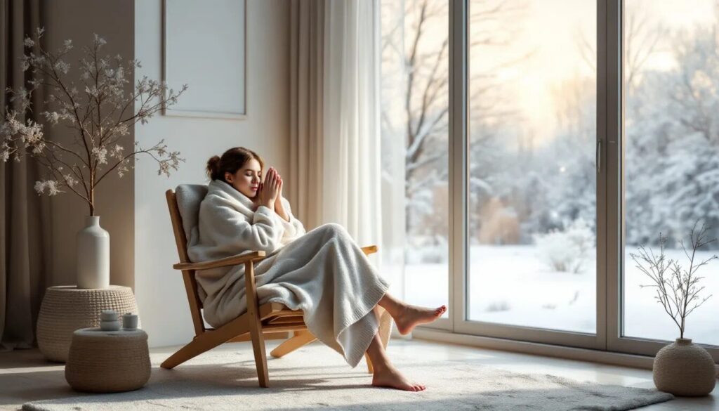 An individual experiencing cold exposure for better sleep quality.