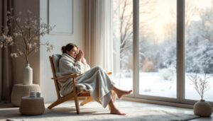 An individual experiencing cold exposure for better sleep quality.