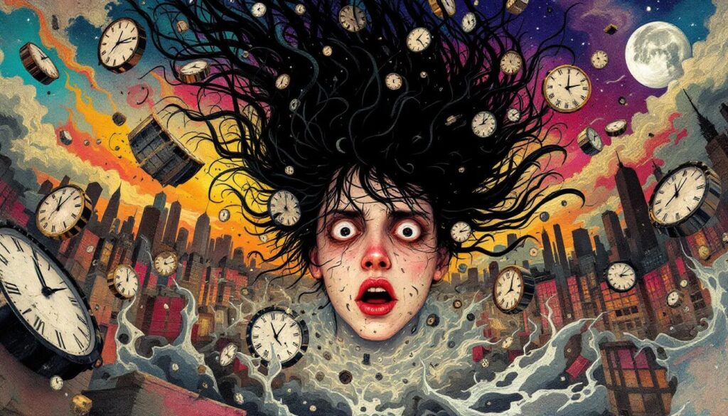 An illustration of the circadian rhythm disruption affecting sleep patterns.